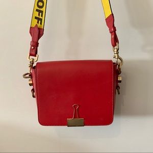 Off-White Red Binder Clip Crossbody Bag
